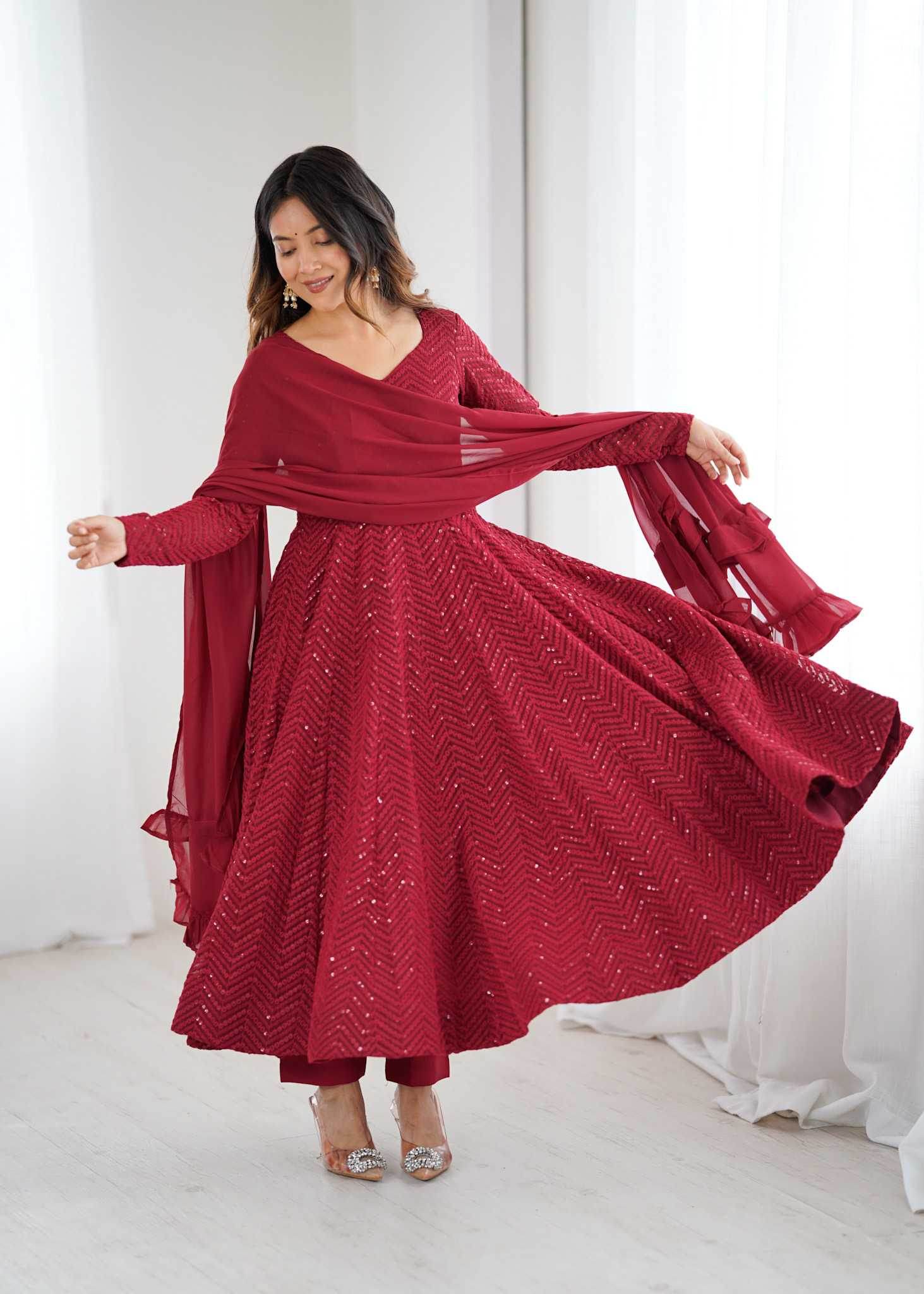 Faux Georgette Anarkali Gown - MYLUXURY LANE ENTERPRISE